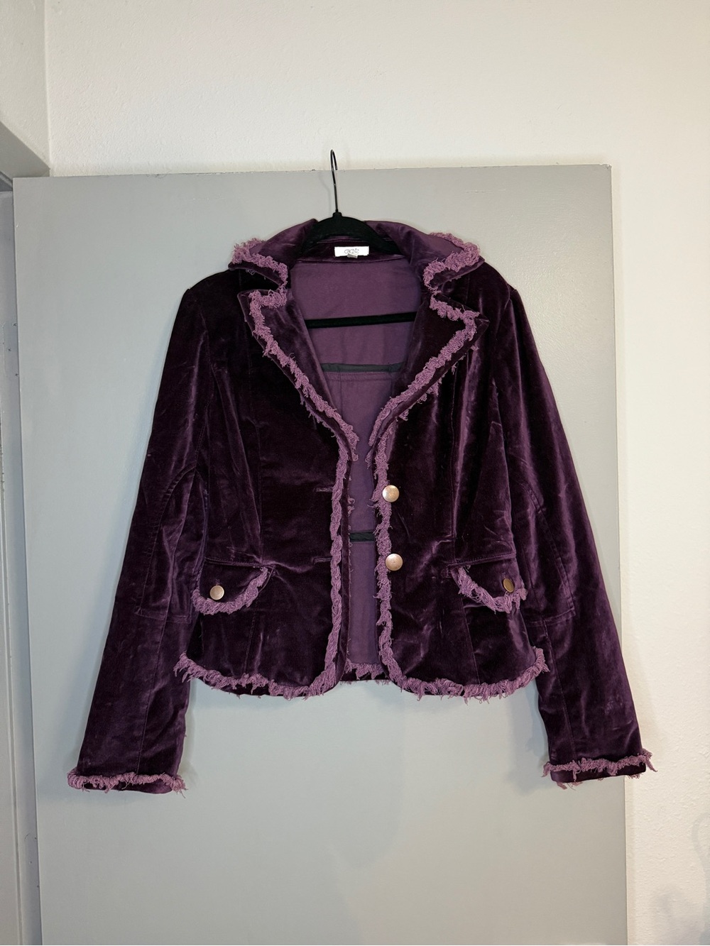 velvet ruffle-trim Y2K blazer